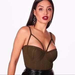 NWT Boohoo Army Green Bodysuit